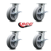 Service Caster 8 Inch Kingpinless Thermoplastic Rubber Wheel Swivel Caster Set with Brakes SCC SCC-KP30S820-TPRRF-SLB-4
